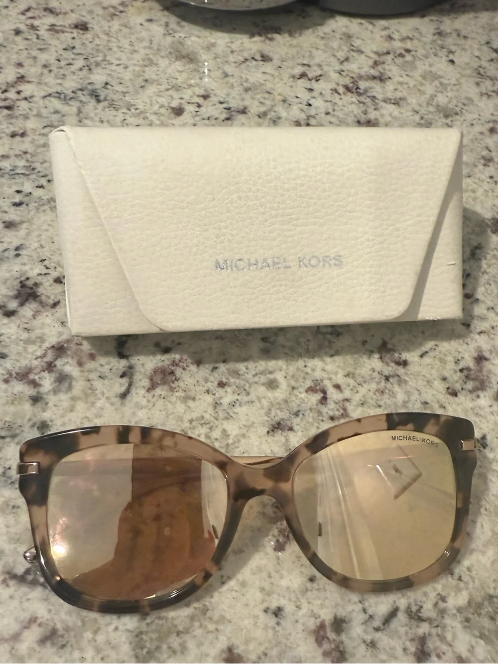 Michael Kors Lia Tortoise Frame Sunglasses with Rose Gold Lenses
